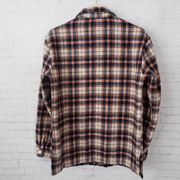 Olive & Leaf Plaid Flannel Shirt Shacket Size Womens S Gray Orange Snap Front - Picture 5 of 7